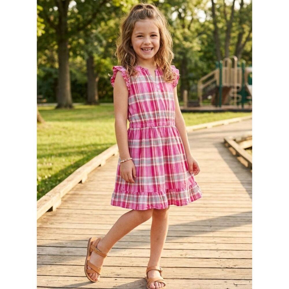 CrewCuts J. Crew 2023 Plaid Ruffle Sleeve Ruffle Hem Dress Girl's Size 8